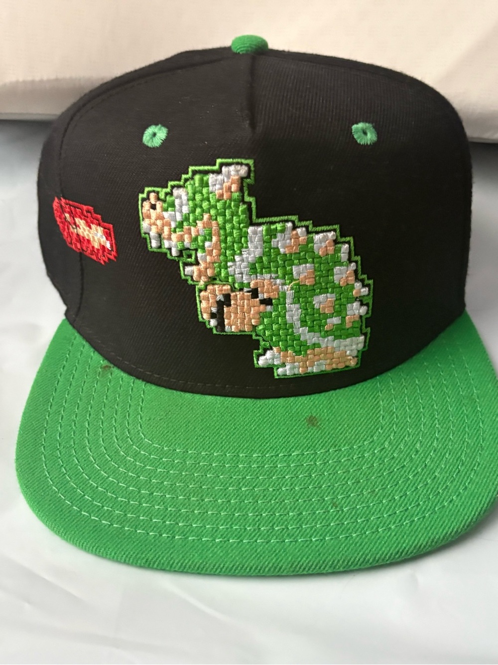 Kids Black & Green Snapback Hat with Pixel Dino Embroidery